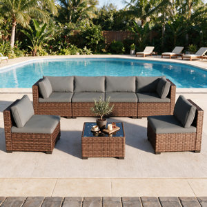 ONLY 1 (regularly 5)  7-Piece Outdoor Modular Patio Conversation Set